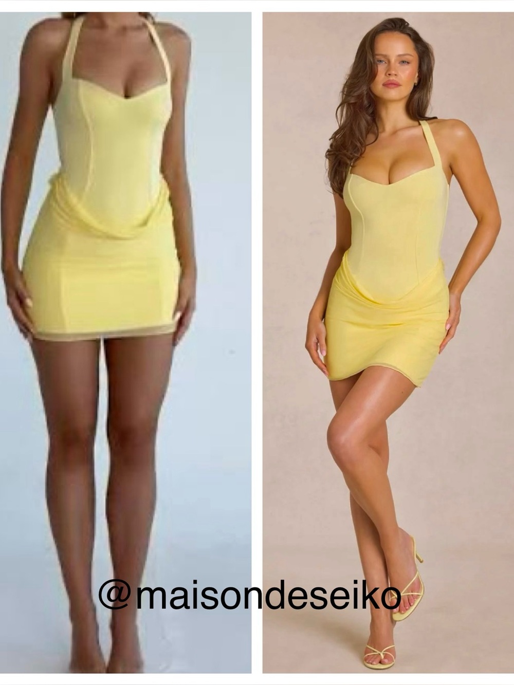 NEW Oh Polly Mini Dress Yellow Viona Halter Chiffon size XS